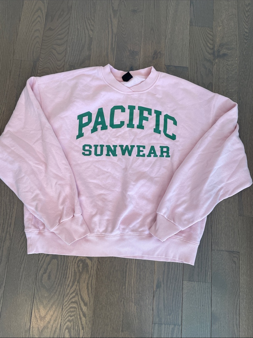 Pacific Sunwear Light Pink Sweatshirt with Green Logo